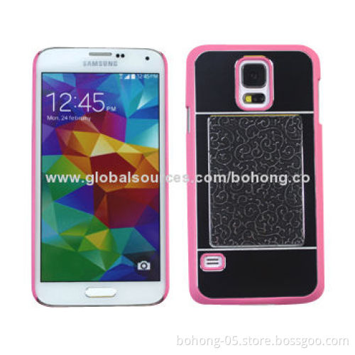 Spray-oil PC Past Wire Drawing Metal Piece + Retro Flower Pattern Piece Cases for Samsung S5, RoHS